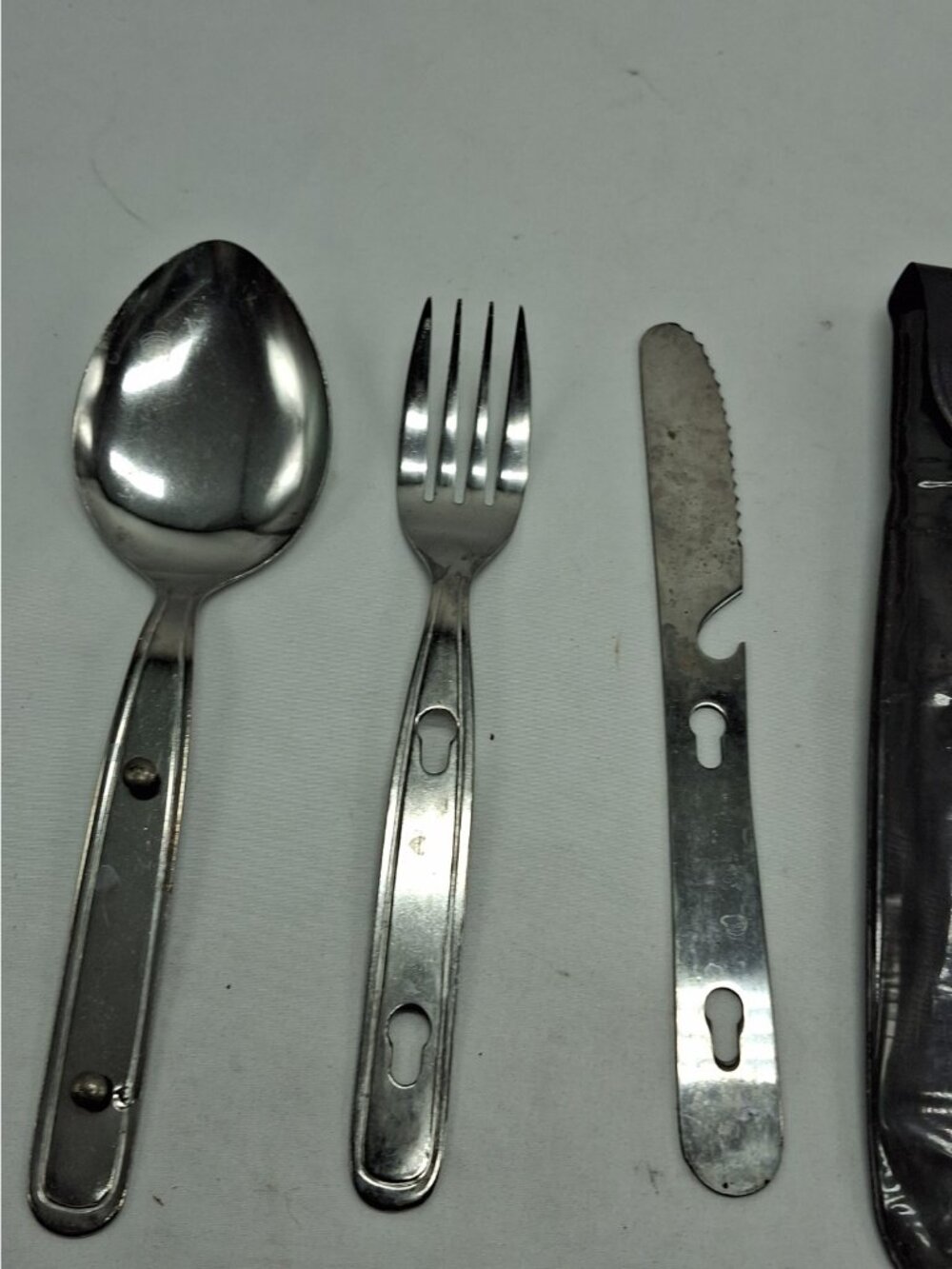 Vintage Stainless Steel Boy Scout Camping Silverware Utensil Set +Case - Japan